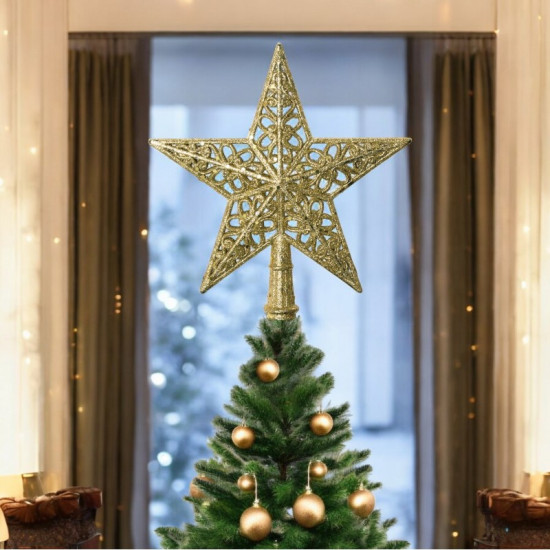 Hviezda na stromček zlatá 20 x 23 cm