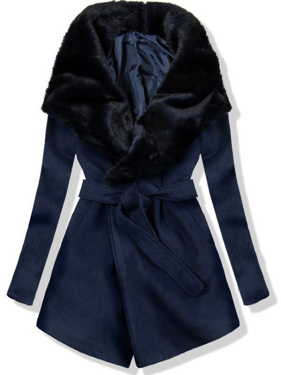 Tmavomodrý kabát na zaväzovanie