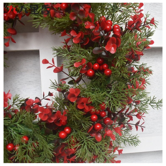 Vianočný veniec na dvere, červená/zelená, 45 cm