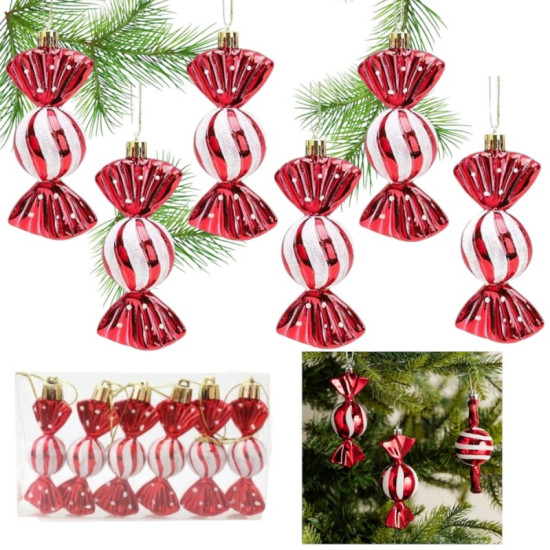 Vianočné ozdoby - bonbóny 6 ks