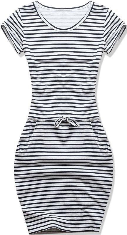 Bielo-modré šaty v námorníckom štýle mini pruh