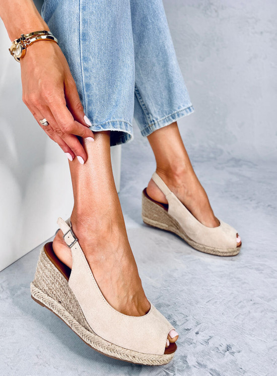 Espadrilky na platforme Open-Toe béžové