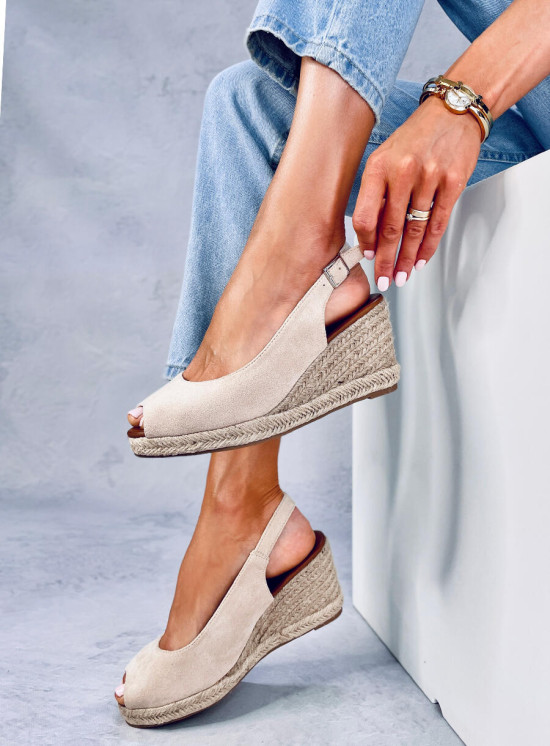 Espadrilky na platforme Open-Toe béžové
