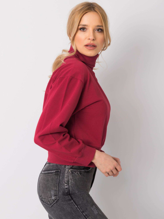 Bordová basic mikina s rolákom