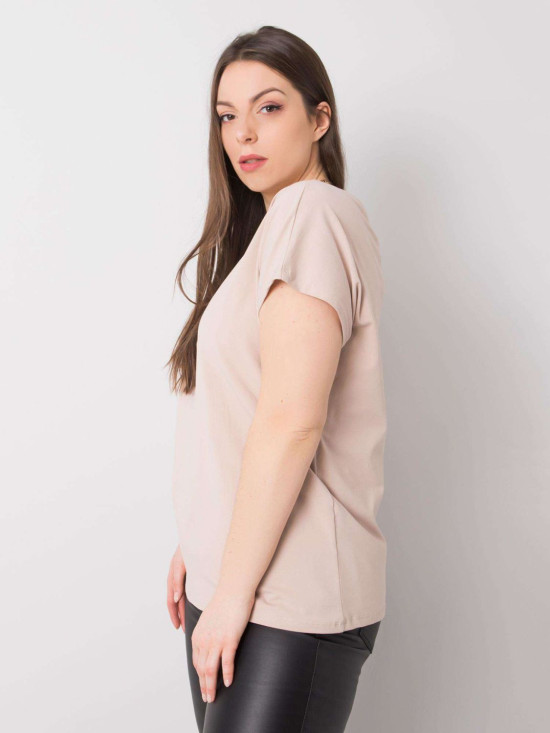 Béžové plus size tričko z bavlny