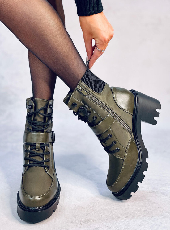 Khaki zelené topánky na šnurovanie