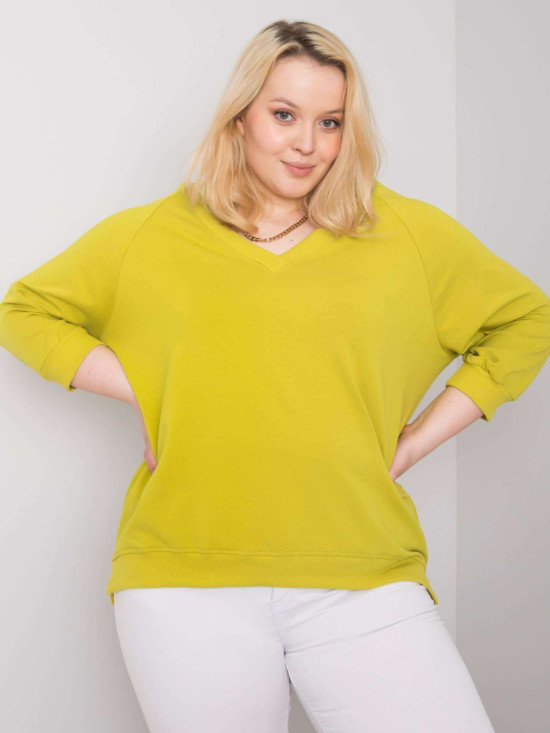 Svetlozelená plus size mikina z bavlny