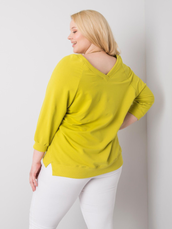 Svetlozelená plus size mikina z bavlny