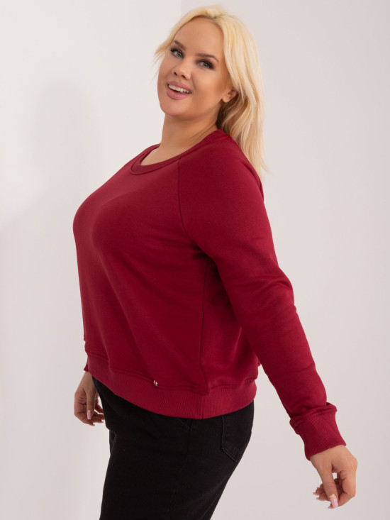 Bordová plus size mikina bez kapucne