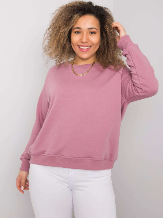 Ružová plus size mikina bez kapucne