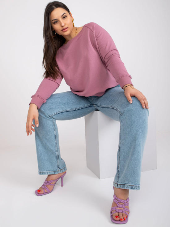 Ružová plus size mikina bez kapucne