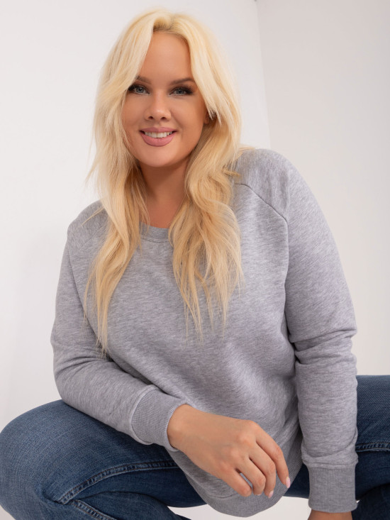 Sivá plus size mikina bez kapucne
