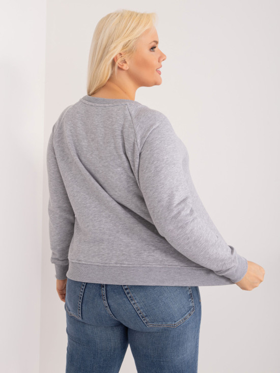 Sivá plus size mikina bez kapucne
