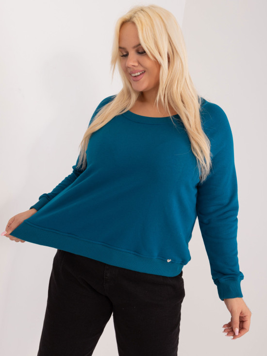Morská modrá plus size mikina bez kapucne