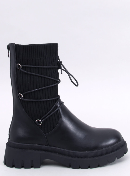 Dámske čižmy s elastickým zvrškom čierne