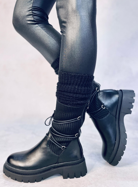 Dámske čižmy s elastickým zvrškom čierne