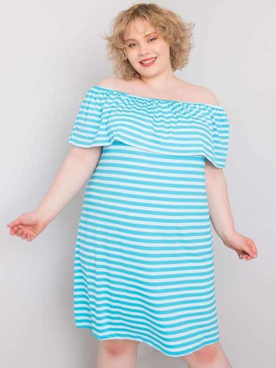 Bielo-modré pruhované plus-size šaty