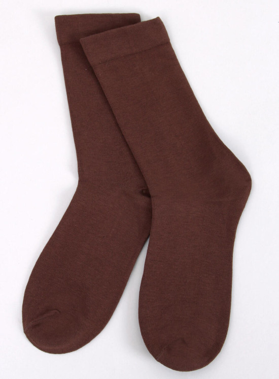 Hladké vysoké dámske ponožky čokoládovohnedé