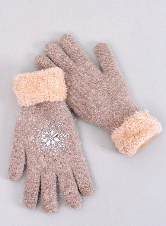 Béžové dámske rukavice SNOWFLAKE