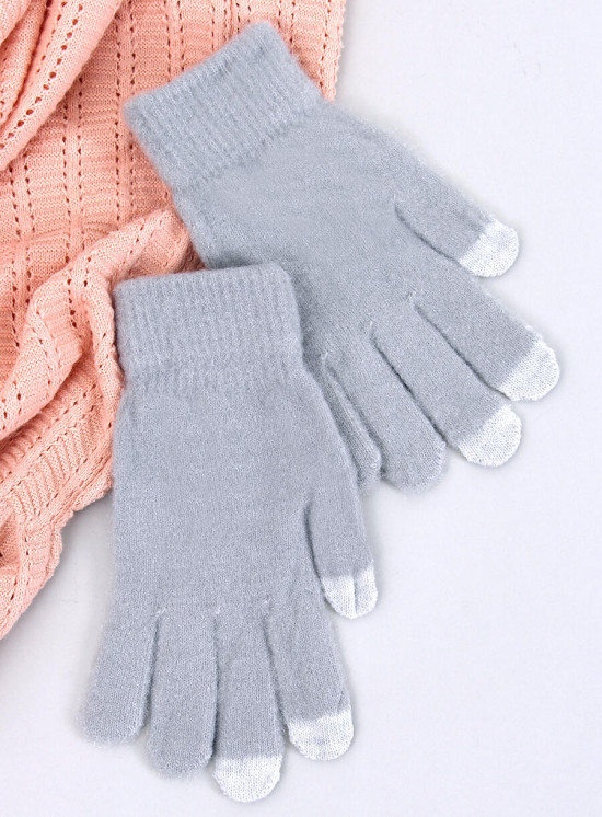 Dámske basic rukavice svetlosivé