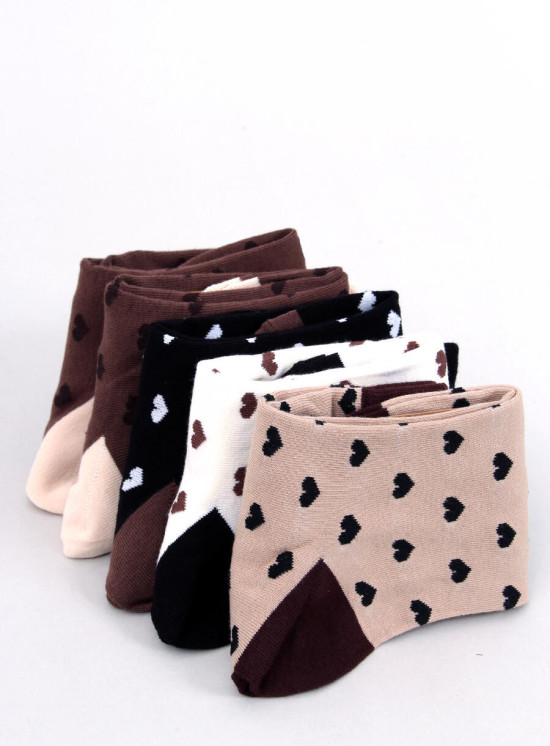 Dámske ponožky so vzorom srdiečok - 5 párov