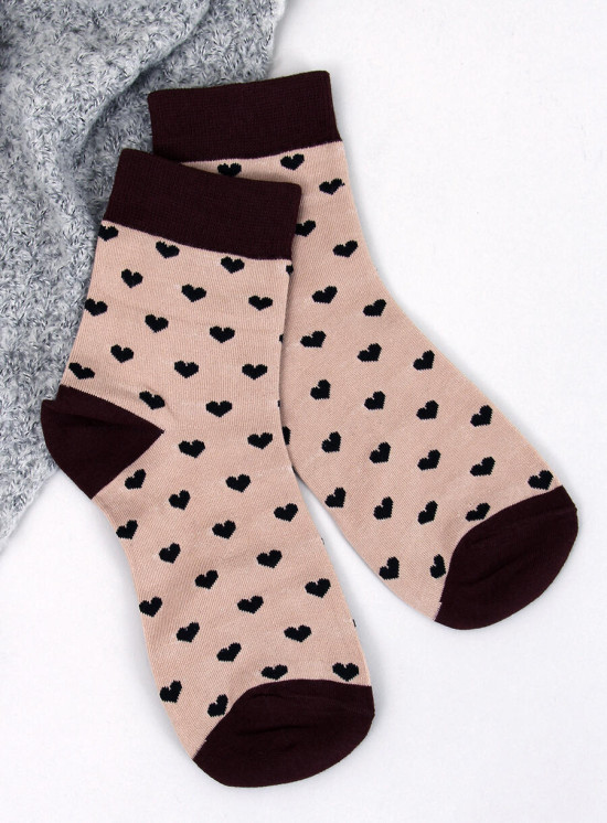 Dámske ponožky so vzorom srdiečok - 5 párov