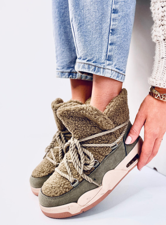 Snehule v štýle sneakers khaki zelené