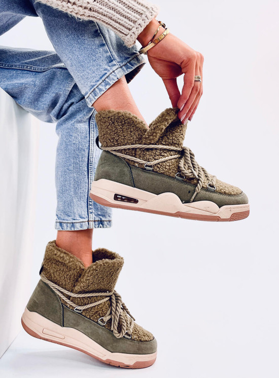 Snehule v štýle sneakers khaki zelené