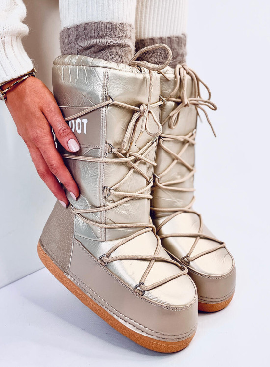 Snehule SNOW BOOTS šampanská zlatá