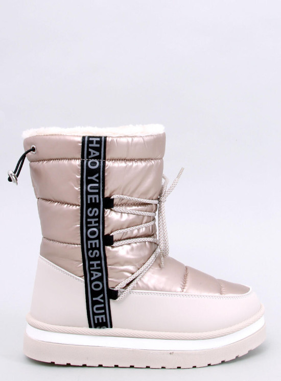 Zimné snehule so šnurovaním béžové