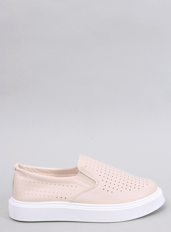 Perforované slip-on tenisky béžové