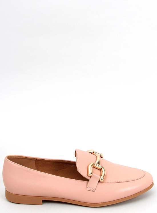 Elegantné koženkové mokasíny nude