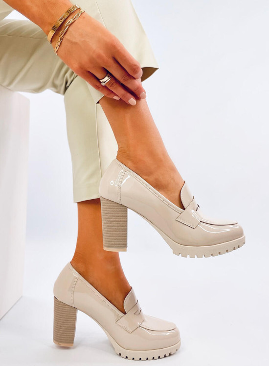 Dámske lodičky/mokasíny na podpätku béžové