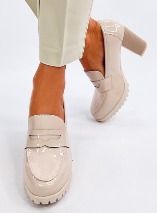Dámske lodičky/mokasíny na podpätku béžové