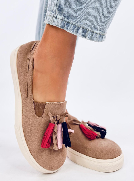Hnedé slip-on espadrilky so strapcami