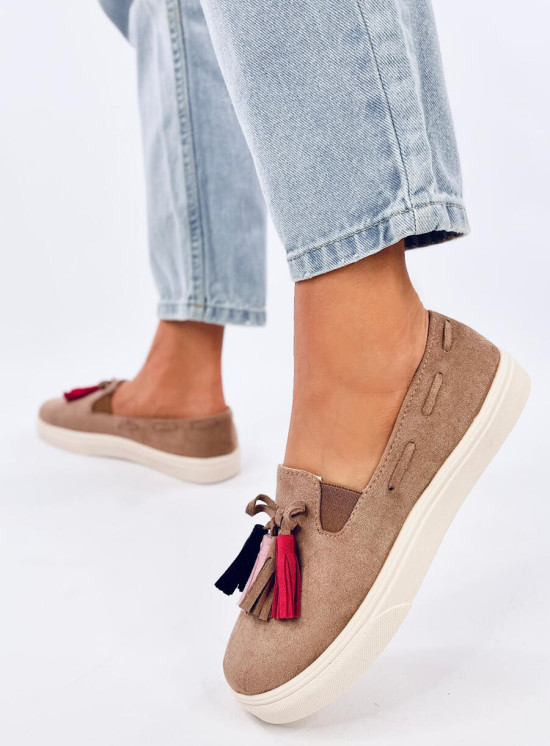 Hnedé slip-on espadrilky so strapcami