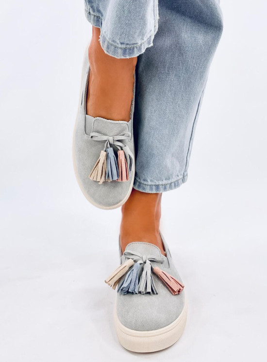 Sivé slip-on espadrilky so strapcami