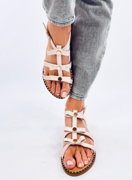 Letné béžové sandále s mašličkami