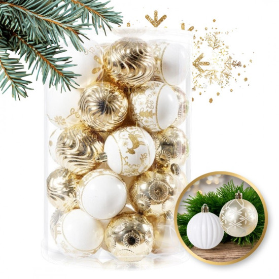 Vianočné ozdoby biela/zlatá 34 ks