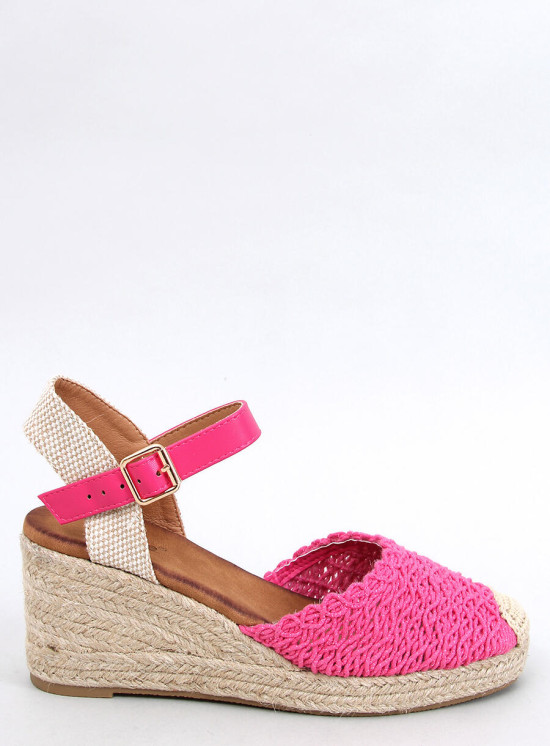 Sandále - espadrilky na klinovom podpätku ružové