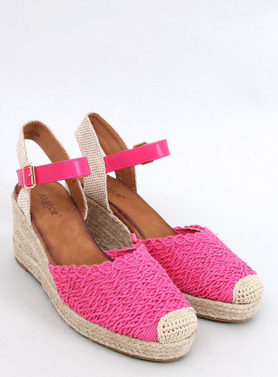 Sandále - espadrilky na klinovom podpätku ružové