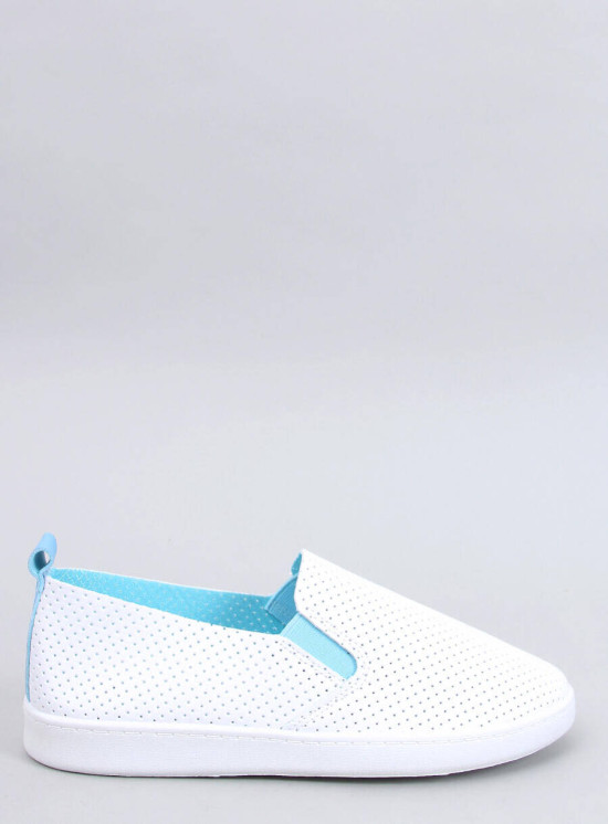 Perforované slip-on tenisky biela/modrá