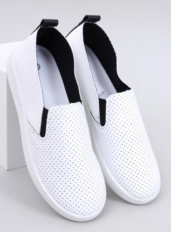 Perforované slip-on tenisky biela/čierna
