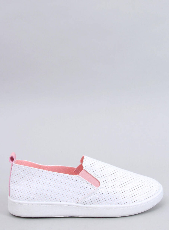 Perforované slip-on tenisky biela/ružová