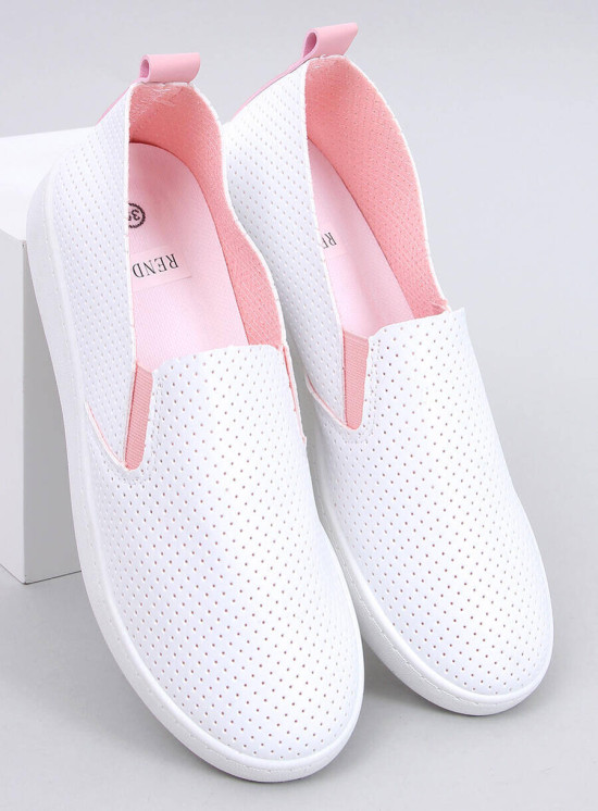 Perforované slip-on tenisky biela/ružová
