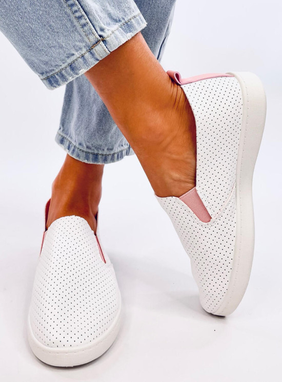 Perforované slip-on tenisky biela/ružová