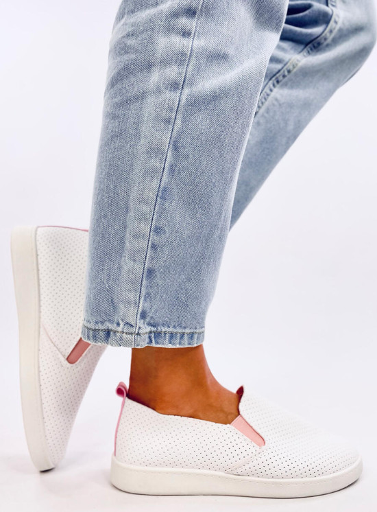 Perforované slip-on tenisky biela/ružová