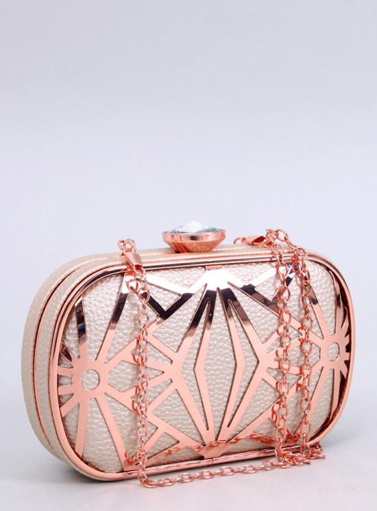 Metalická spoločenská kabelka rose gold