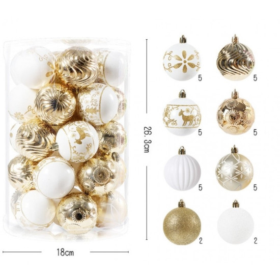 Vianočné ozdoby biela/zlatá 34 ks