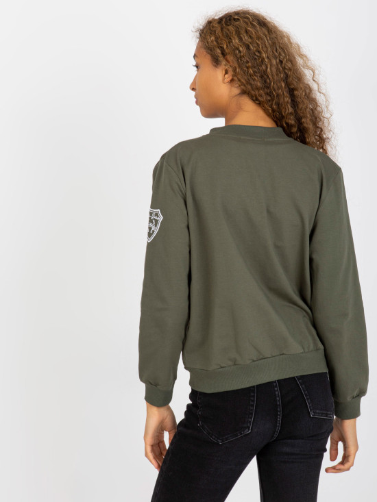 Khaki prešívaná bomber mikina s vreckami